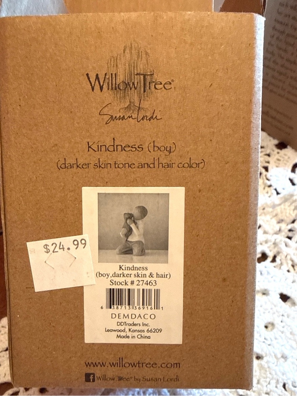 New Willow Tree Kindness (boy) #27463 Figurine -darker skin and hair color.